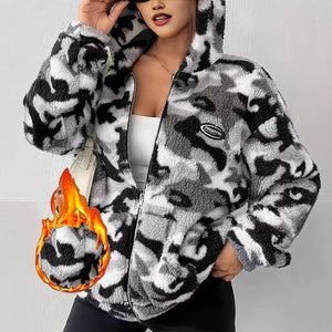 Stay Warm and Stylish with Our Winter Plush Camouflage Warm Jacket