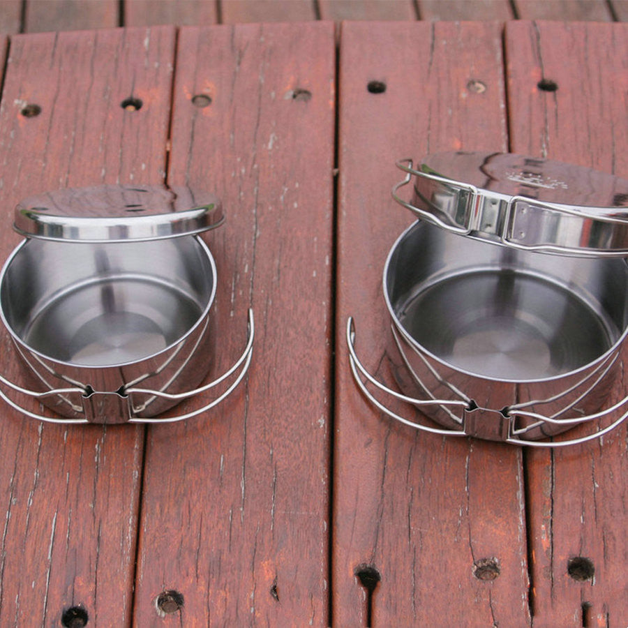 Stainless Steel Cookware Suit Camping Portable