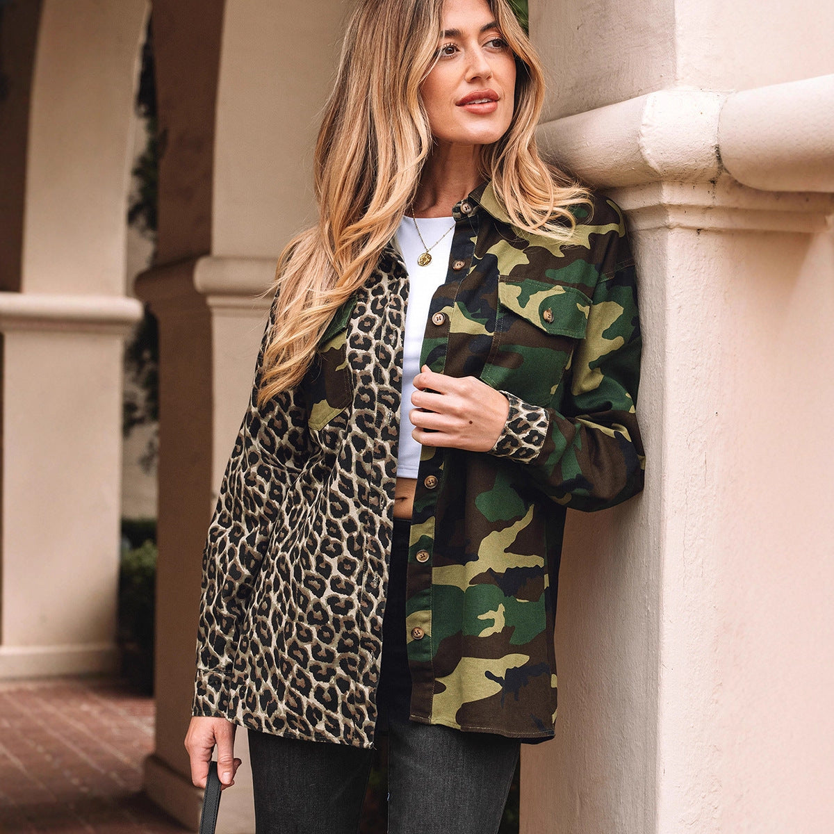 Women Camouflage Single Breasted Jacket