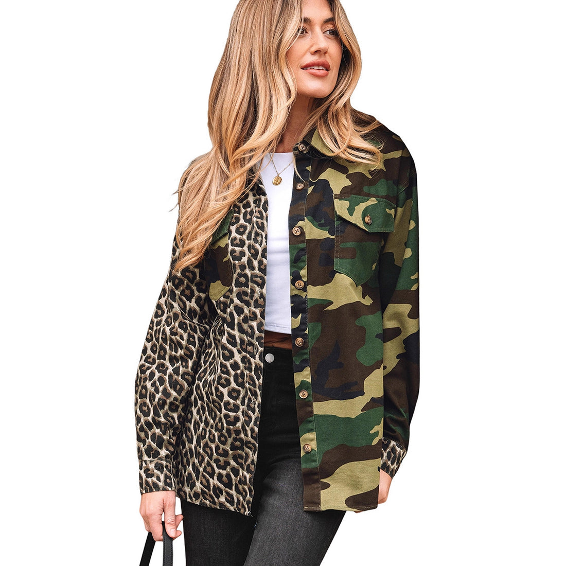 Women Camouflage Single Breasted Jacket