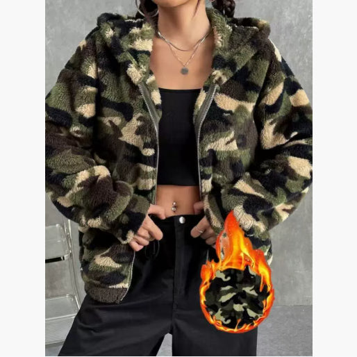 Women's Casual Camouflage Hooded Jacket