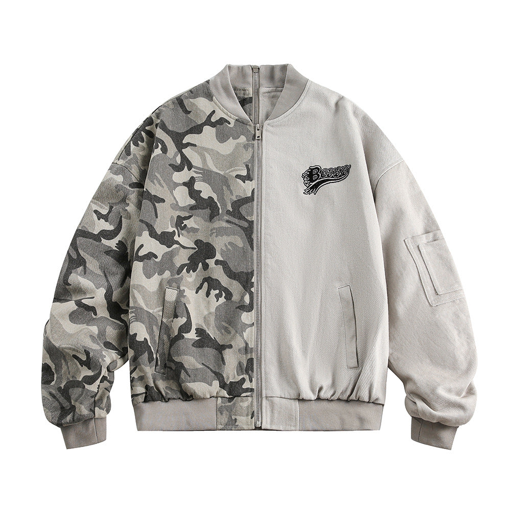 Camouflage Stitching Baseball Uniform Jacket