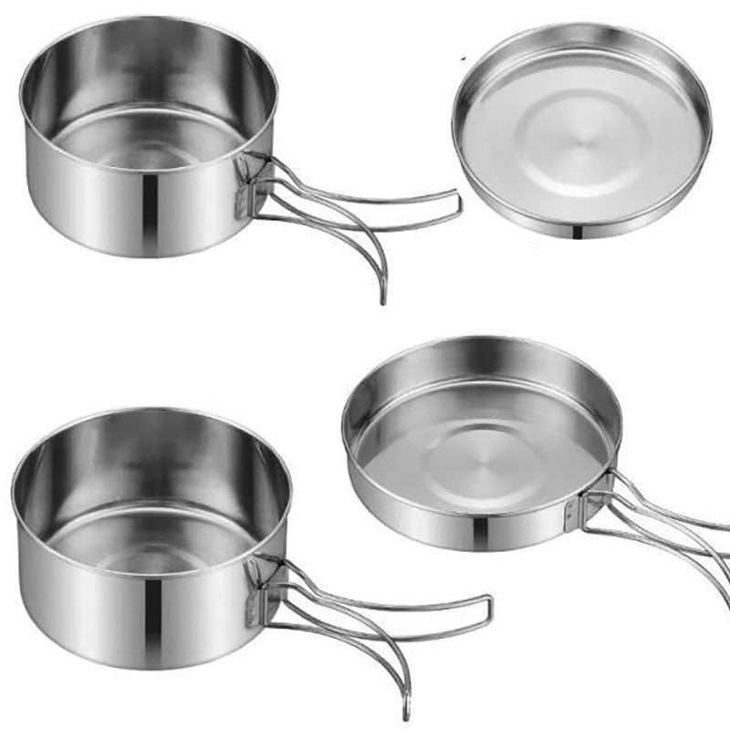 Stainless Steel Cookware Suit Camping Portable