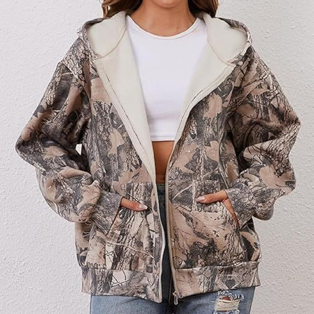 Women Camouflage Hooded Jacket
