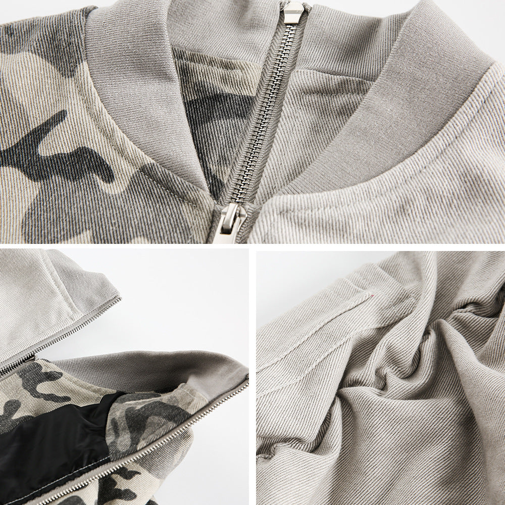 Camouflage Stitching Baseball Uniform Jacket